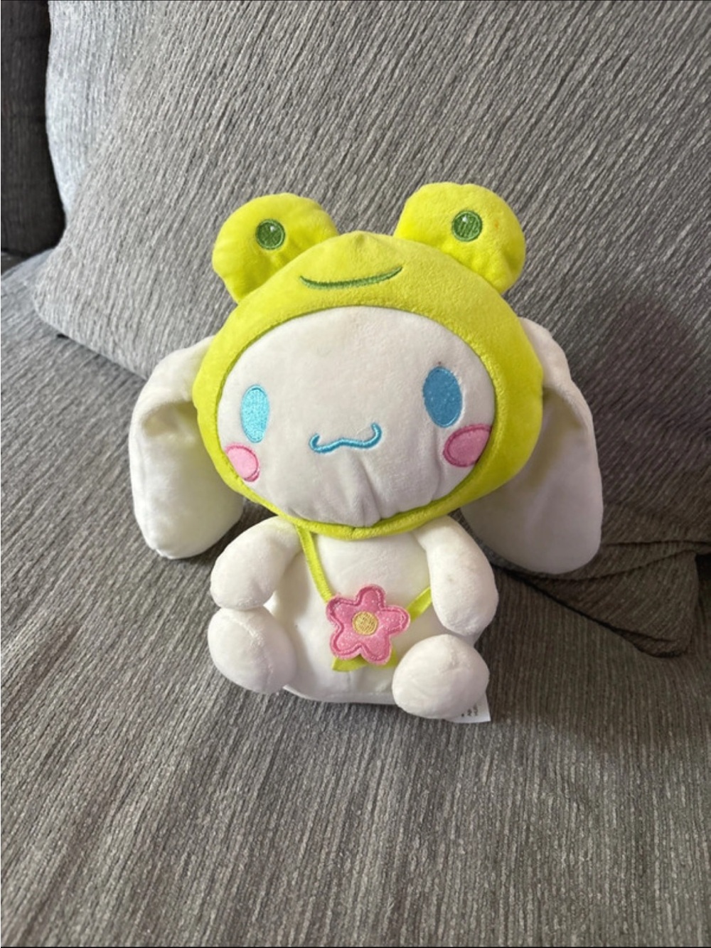 Cinnamoroll Plush Bunny in Yellow Frog Hat - Soft Kids Toy